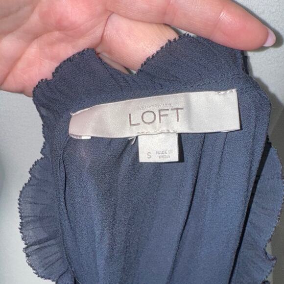 Loft Blue Sleeveless Embroidered Floral Baby doll Sheer Top Blouse Women's Small - Picture 2 of 6